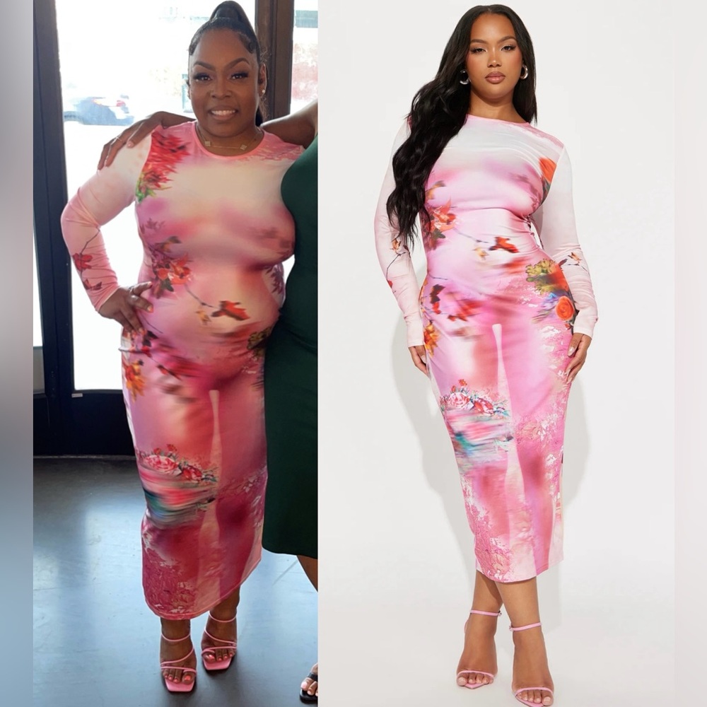 FashionNova Danielle Long Sleeve Midi Dress